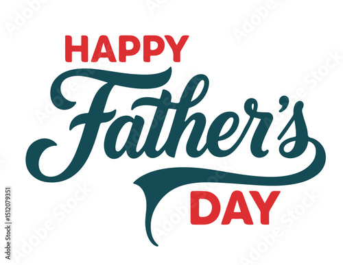 Happy Father's Day Two Tone Typography  Red & Teal Script Greeting