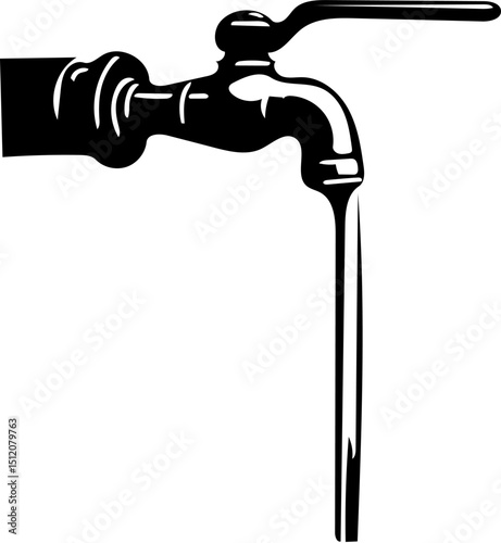 water tap silhouette vector illustration, isolated on white