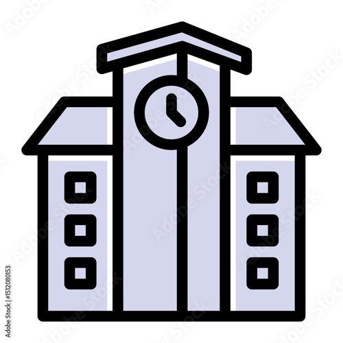 University Building - Solid Color Lineal Style for Academic Institutions