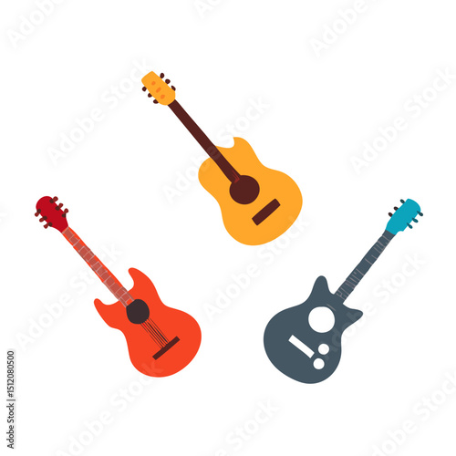 Guitar Icon Set Acoustic Guitar Icon

