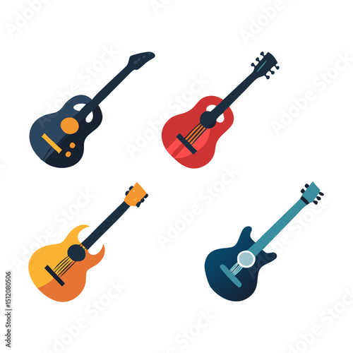 Guitar Icon Set Acoustic Guitar Icon

