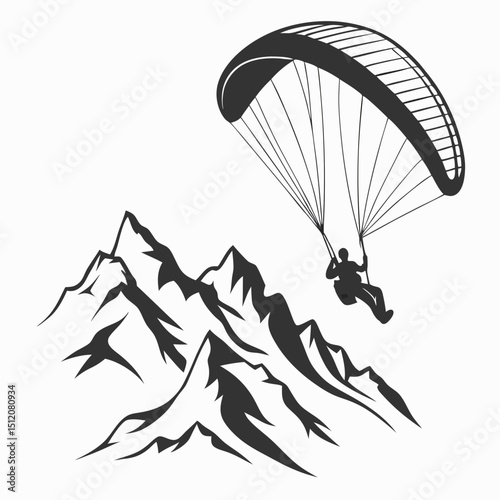 Paragliding over majestic mountain range