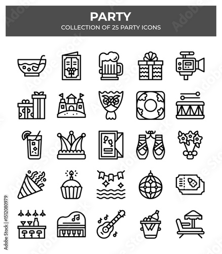 25 Party Icons Collection. Festive Elements for Event Design