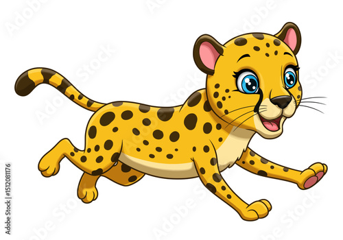 Cartoon Cheetah Running with a Playful Expression