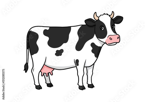 Cartoon Holstein Cow with Black and White Spots
