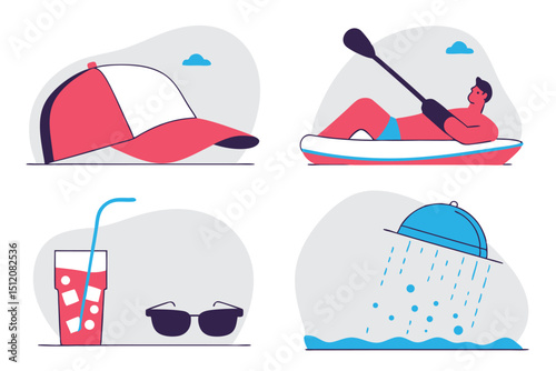 Summer Vacation Essentials Illustrated Icons Pack