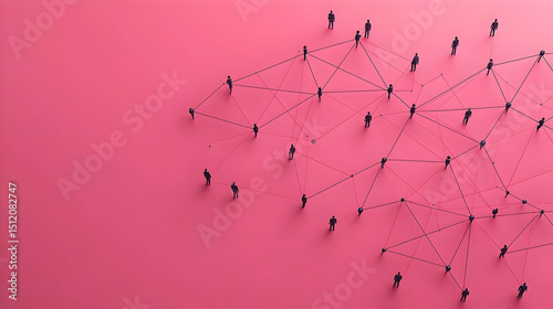 Abstract Network Of People On Pink Background