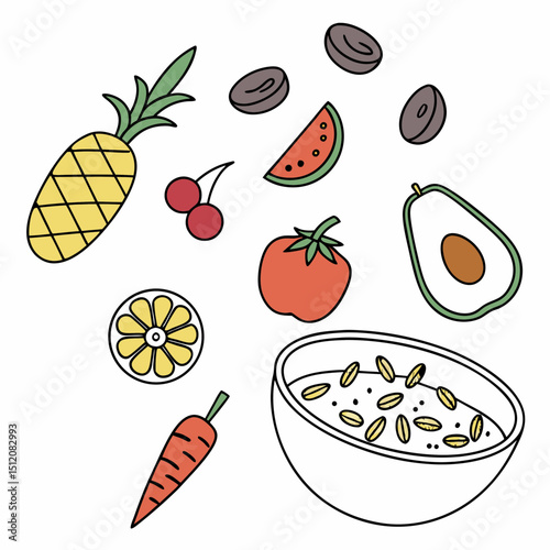 Healthy breakfast bowl with fresh fruits and vegetables