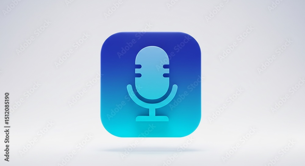 Blue Gradient Microphone App Icon Blue Gradient Microphone App Icon