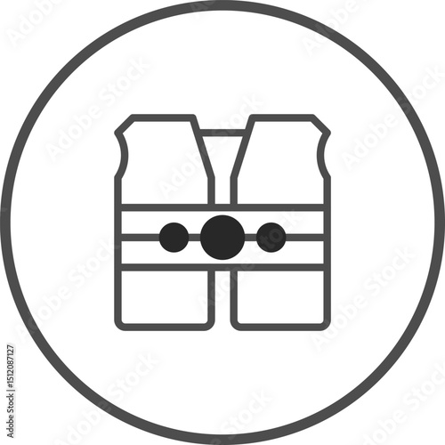 Life Vest Icon: Simple Vector Illustration of Water Safety Gear in Circular Frame