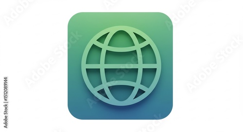 Green Blue Gradient Globe Icon App Design