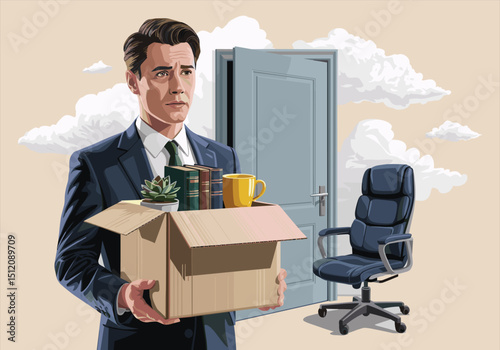 businessman with a box Vector Illustration