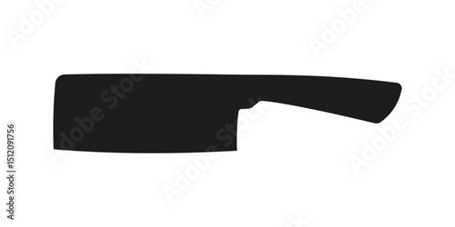 Silhouette of a butcher knife or meat cleaver, black icon isolated on white background, vector illustration.