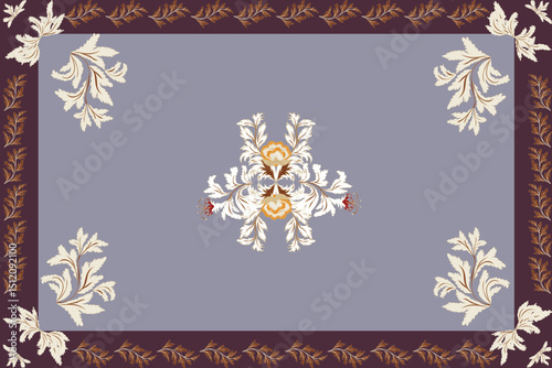 This fabric design features tropical leaves and colorful flowers scattered on a soft beige background, creating a relaxed and natural vibe.