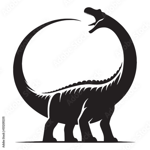 Long-necked Brachiosaurus silhouette, timeless giant – Brachiosaurus illustration – Minimalist Brachiosaurus vector – Dinosaur silhouette

