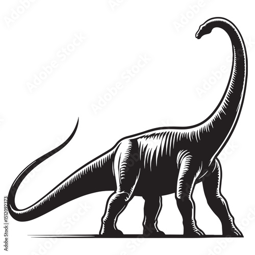 Giant herbivore Brachiosaurus silhouette – Brachiosaurus illustration – Minimalist Brachiosaurus vector – Dinosaur silhouette

