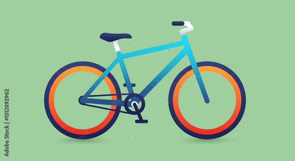 Fototapeta premium Pixel Art Blue and Orange Bicycle Illustration