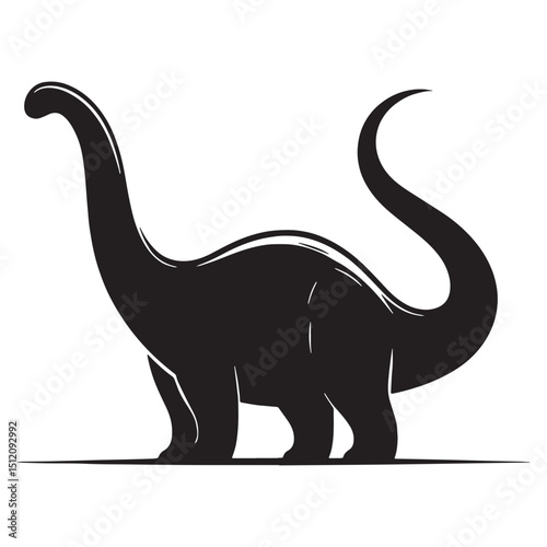 Prehistoric Brachiosaurus silhouette against skyline – Brachiosaurus illustration – Minimalist Brachiosaurus vector – Dinosaur silhouette

