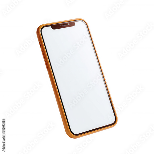 Smartphone with a sleek design and a blank screen, suitable for placing app designs or digital content, isolated on a white background.