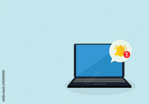 Laptop with a bell notification. business concept.
