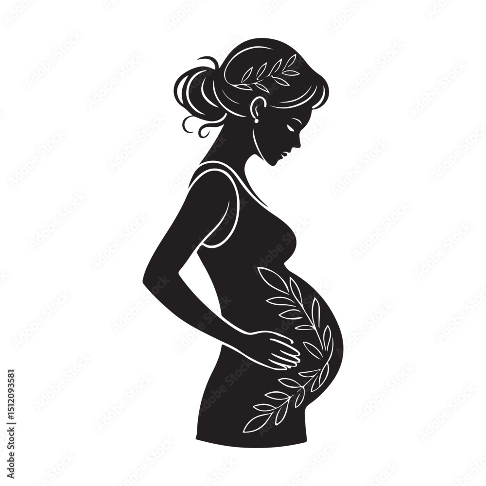 Fototapeta premium Outline drawing of a pregnant lady in vector format