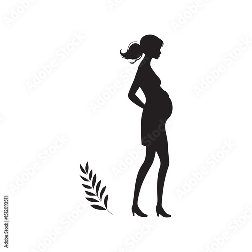 Outline drawing of a pregnant lady in vector format