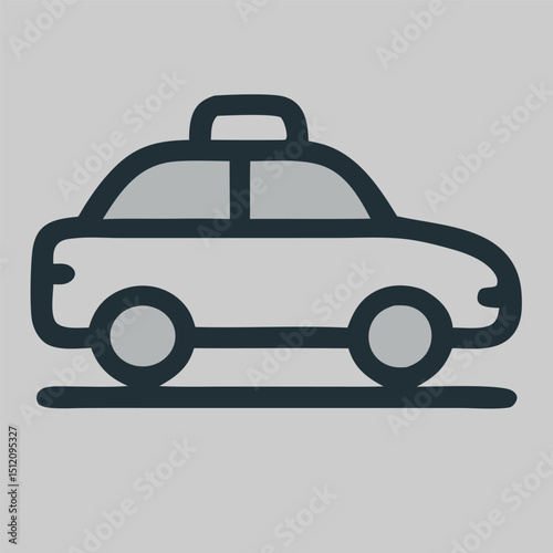 Taxi icon vector depicting city cab for passenger transport and travel needs in urban traffic, flat style representing ride service and public commute.