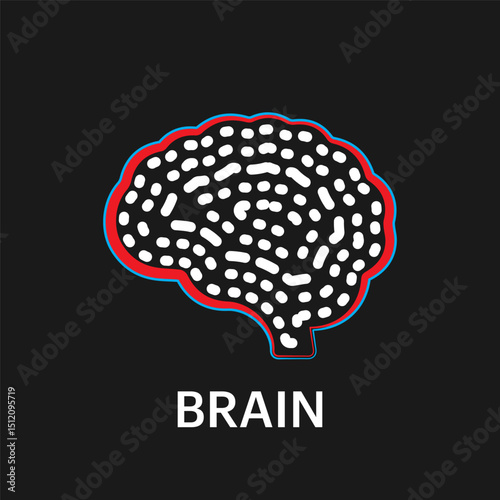 Creative style Human brain organ Logo silhouette design vector template isolated on dark background. abstract human brain, Thinking, mind anatomy structure Vector illustration. EPS 10