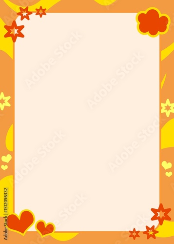 yellow background, pastel orange. cute frame shape, aest