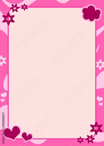 pink background, pastel. cute frame shape, aest