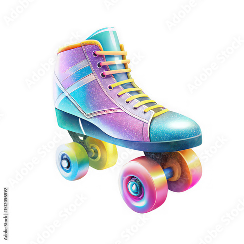 Colorful roller skate shoe isolated on transparent background