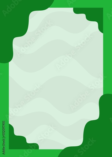 dark green, light green, pastel background. cute frame shape, aesthetic