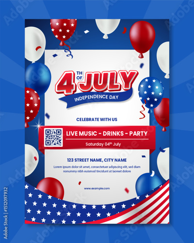 Happy 4th of july independence day celebration poster template