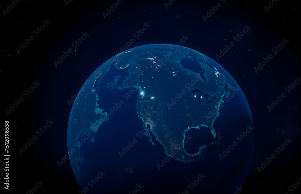 Fototapeta premium Night View of Earth from Space