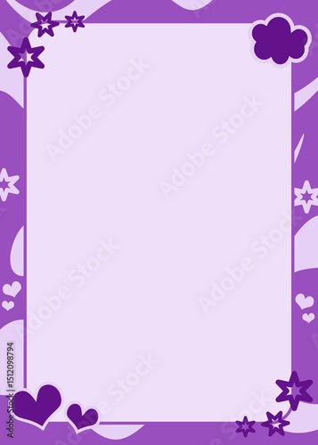 purple background, pastel. cute frame shape, aesthetic