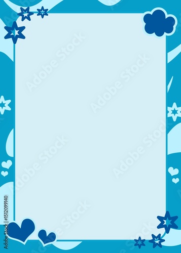 dark blue, light blue, pastel background. cute frame shape, aesthetic