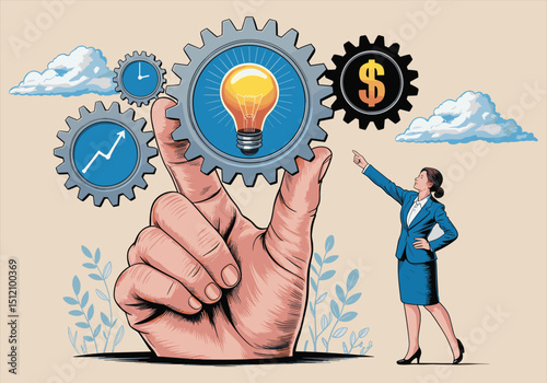 businessman with idea bulb Vector Illustration