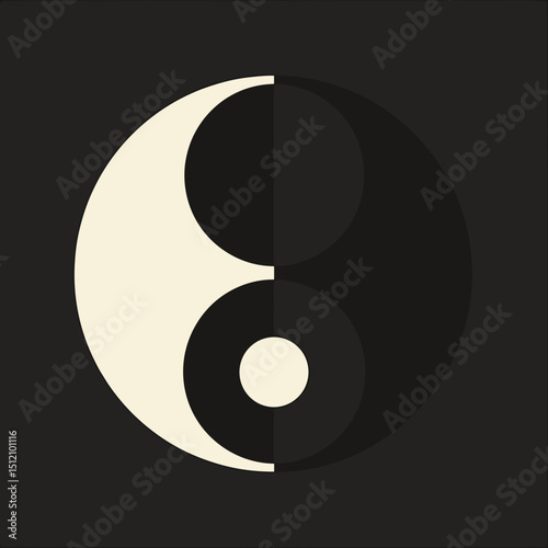 Yin and yang symbol, balanced design against dark gray background for well being concepts