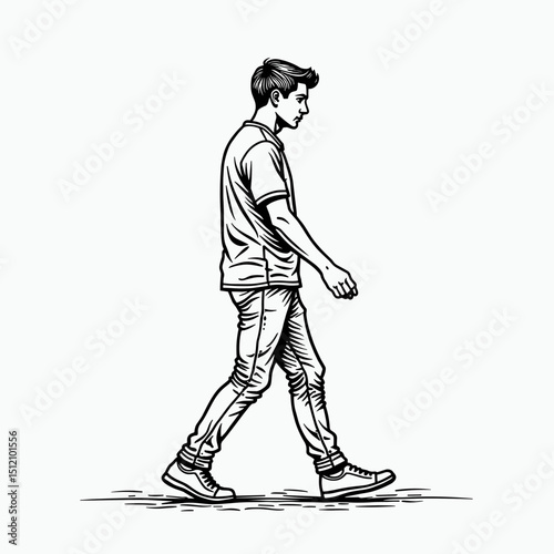 Man walks in outline style against white backdrop, for blogs