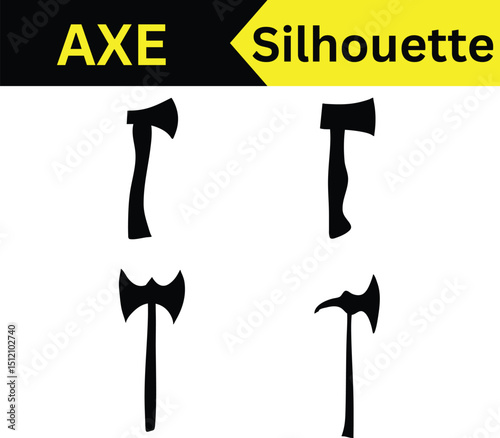 Axe Silhouette Set: Four Unique Designs for Lumberjack, Carpenter, or Woodcutter Projects