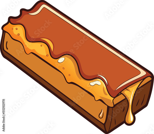 Close-up of a delicious caramel and chocolate candy bar