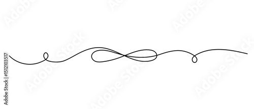 Infinity symbol one line sketch, hand drawn minimalist continuous outline vector illustration