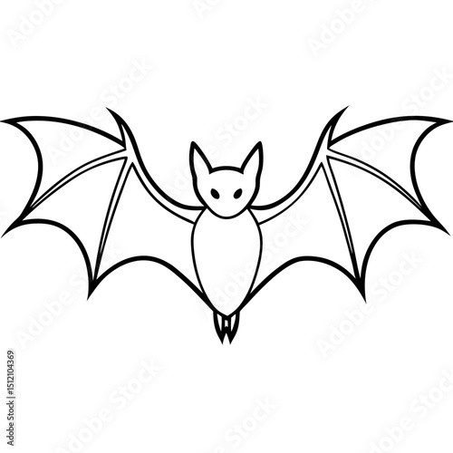 Bat flying line art vector illustration 