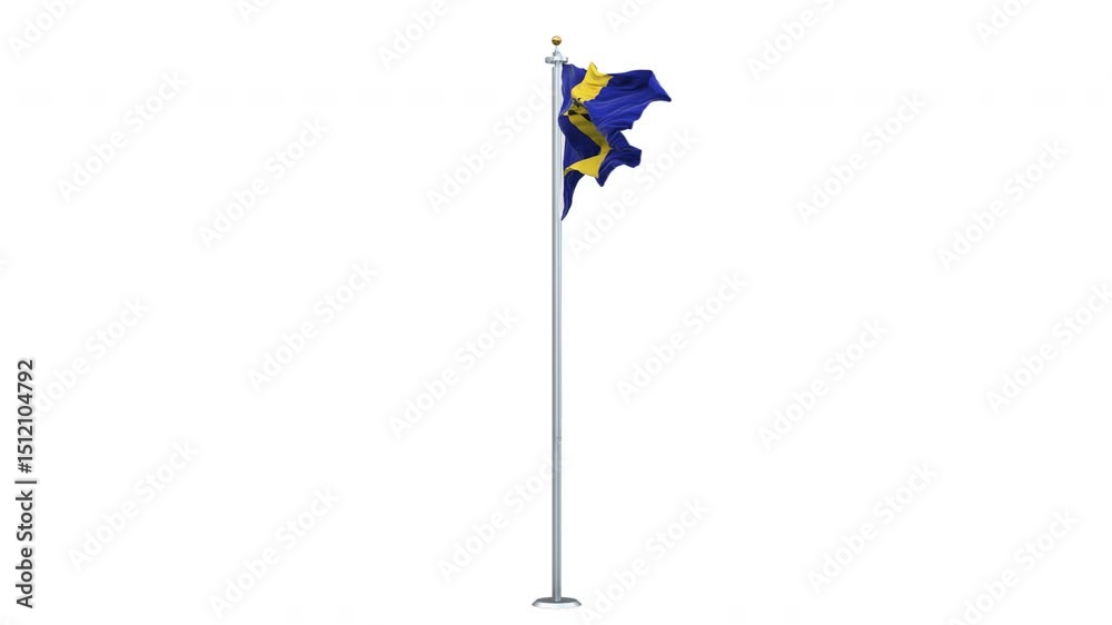 Barbados flag waving 360-degree rotation looping, transparent background, Ready to use drag and drop immediately.