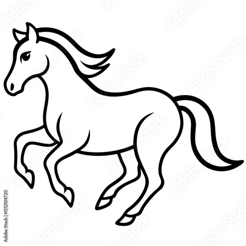 Horse galloping freely line art vector illustration 