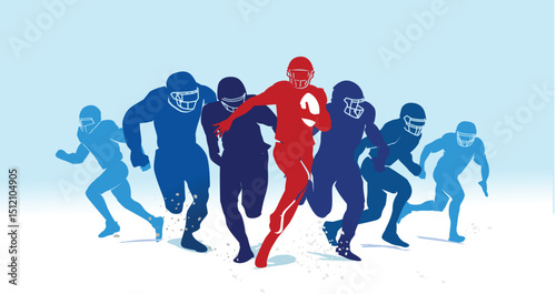 Premium Illustration of football or gridiron football players playing together best for your digital graphic and print	