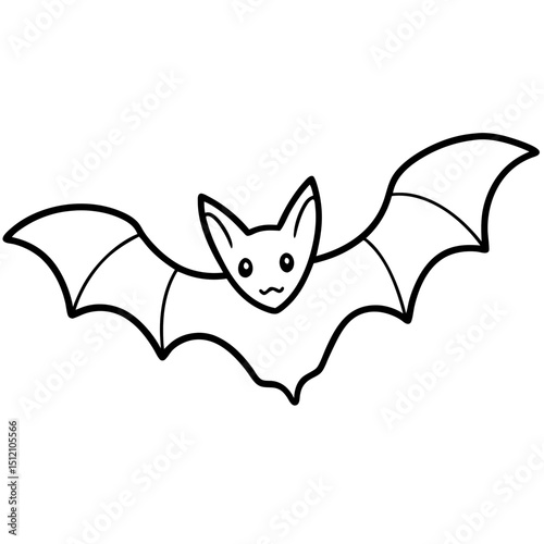 Bat flying line art vector illustration 