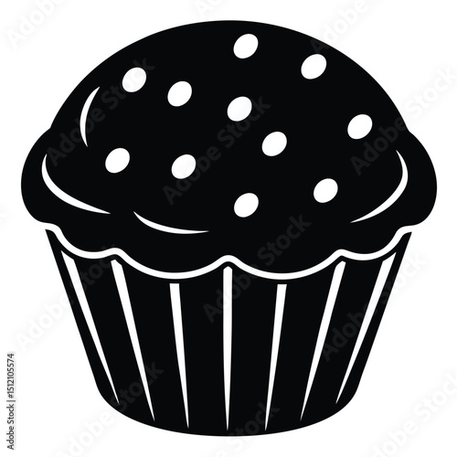 Delicious Muffin Simple Black and White Illustration