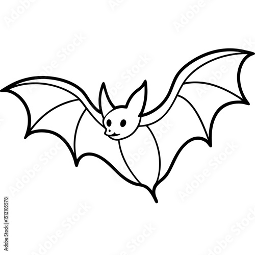Bat flying line art vector illustration 
