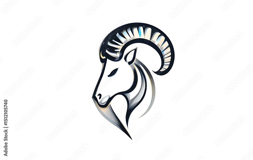 Naklejka premium Ram head logo design vector illustration animal graphic art zodiac sign aries astrology tattoo concept idea